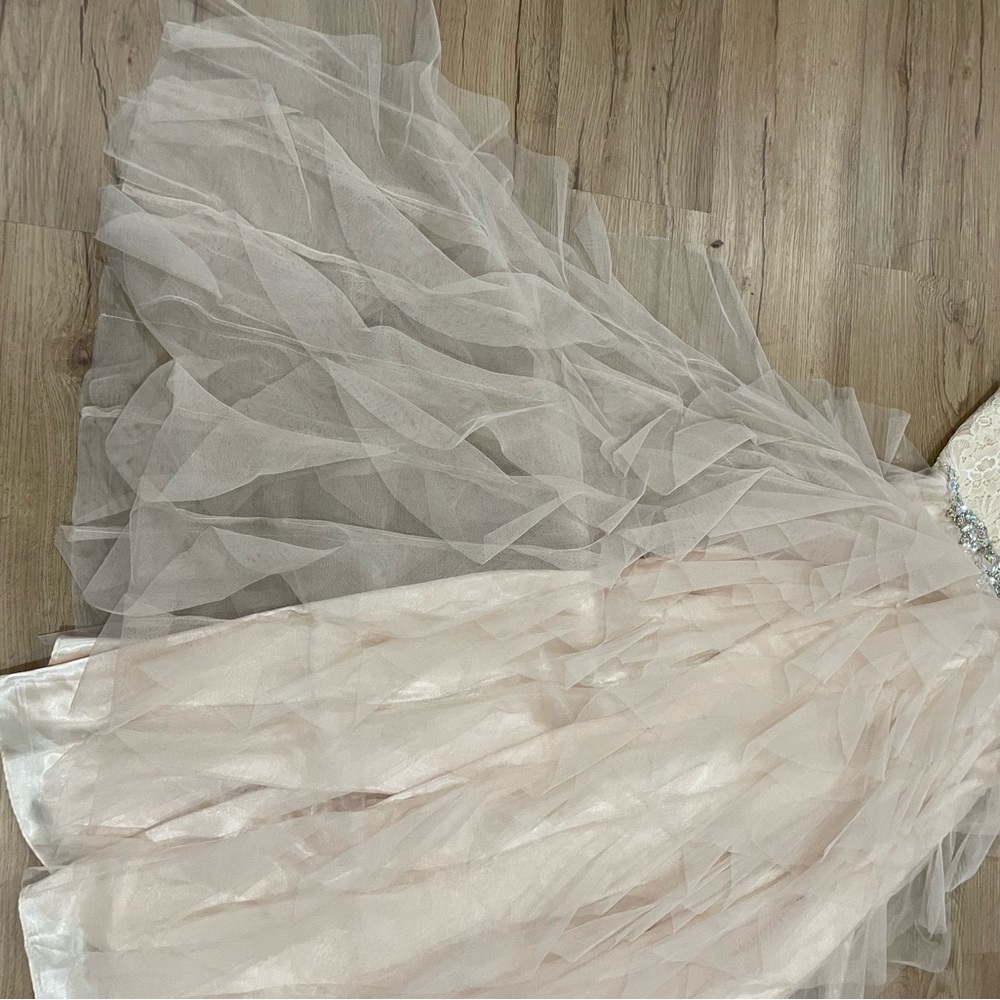 Masquerade Cream Sequin Embellished Sleeveless Gown - Picture 3 of 6